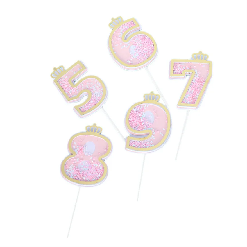 New Sequins Digital Candle Birthday Number Cake Candle 0 1 2 3 4 5 6 7 8 9 Cake Topper Girls Boys Baby Party Supplies Decoration