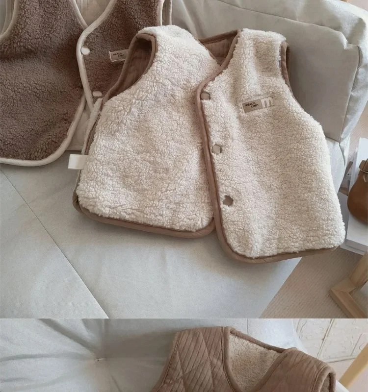 Neue Kinder-Herbst-Winter-Fleece-Weste, Wendeweste für Mädchen und Jungen, Leichte Ärmellose Kinderweste zum Schichten, Trendige Schul- und Freizeitweste – Detail 10