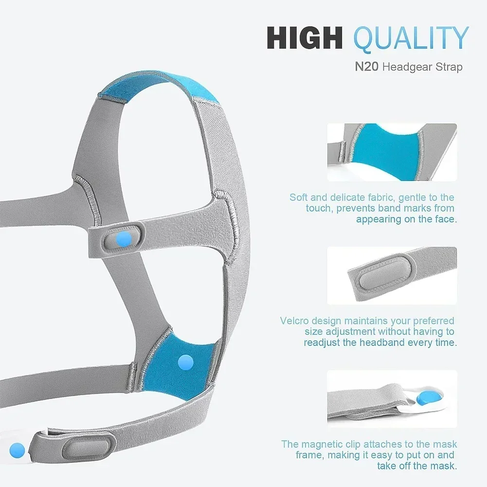 1Pcs Replacement ResMed AirFit N20 AirTouch N20 Nasal Mask Headgear- Soft Comfortable Unisex CPAP Headgear Strap - view 4
