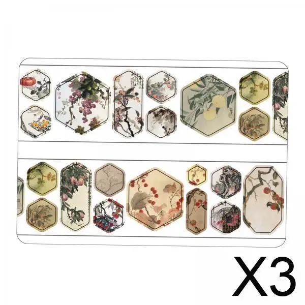 

3x Scrapbooking Stickers Art Album Unique Decoration DIY Material Decorative Tape for Card Journal Supplies Notebook Diary Hobby