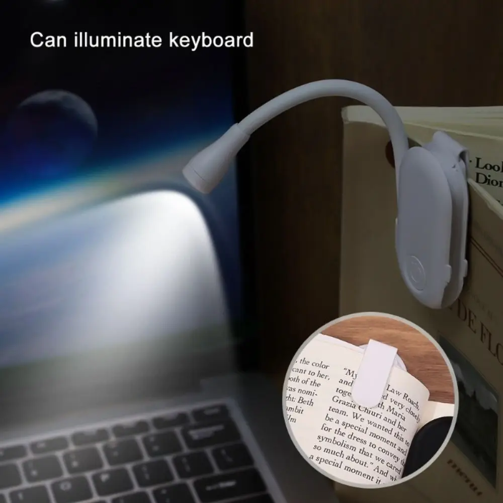 Portable Rechargeable LED Book Light Dimmable Mini Size Night Light 360° Adjustable 3 Color Eye-care Light Book Reading