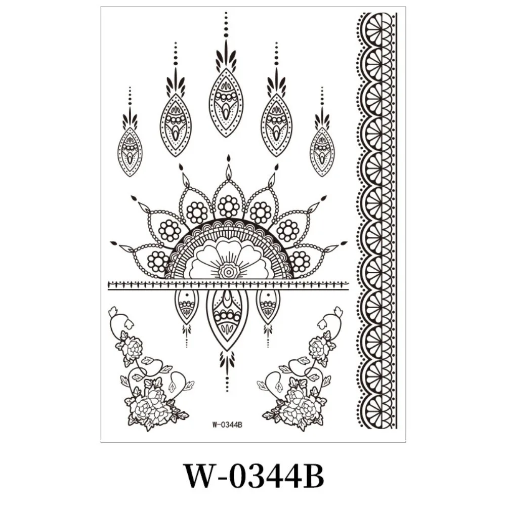 Black Mehndi Stickers Henna Tattoo Stickers Legs Arm Wedding Tool Temporary Tattoo India Flower Lace Fake Tattoo