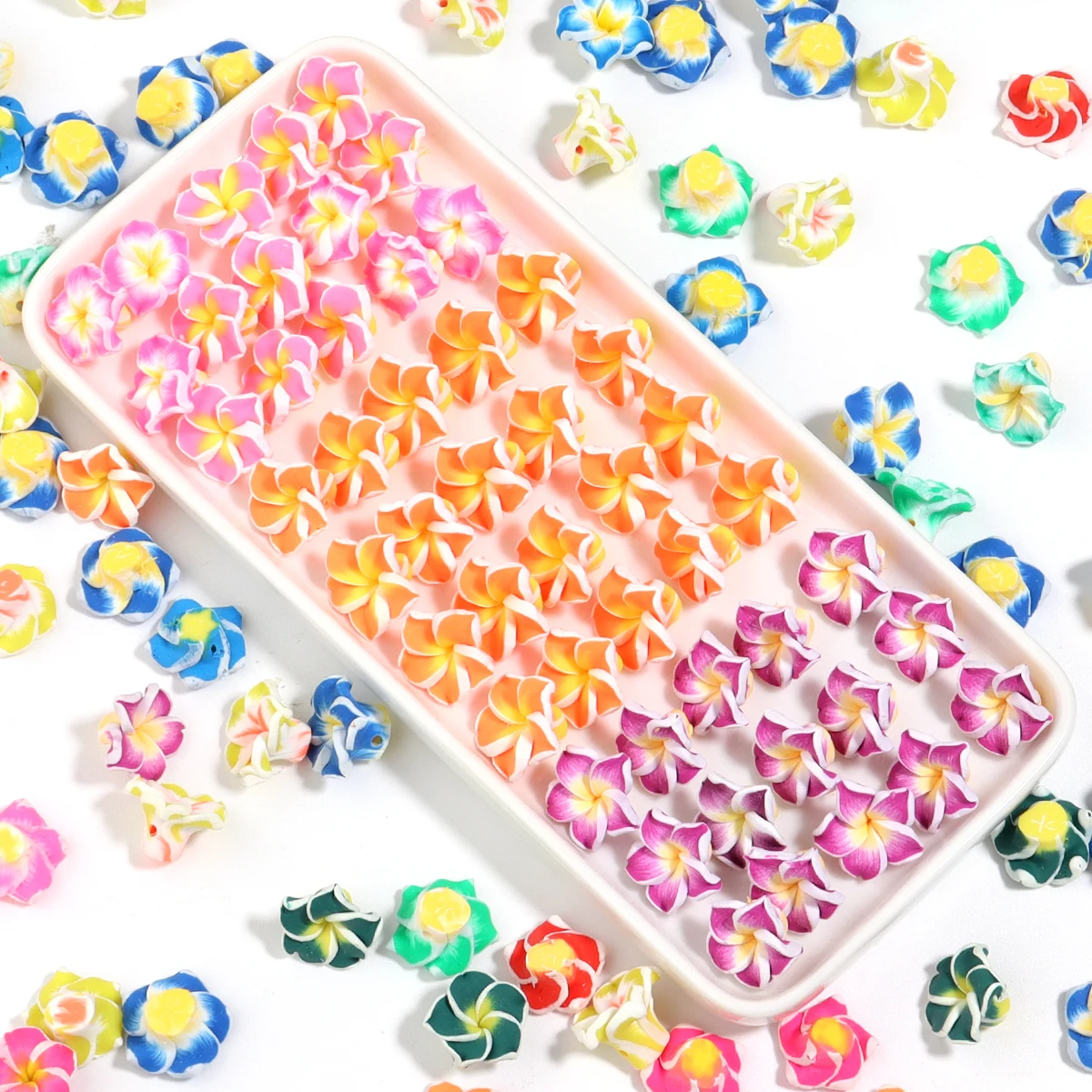 10Pcs/Lot 1.5-3cm Soft Polymer Clay Beads Egg Flower Spacer Loose Charm Beads For DIY Craft Ornament Making Clothing Accessories