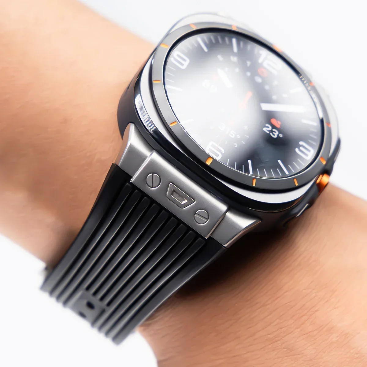 Metal No Gaps Curved End Silicone Strap for Samsung Galaxy Watch 7 Ultra 47mm Luxury Sport Band for Galaxy 7 Ultra 47mm Bracelet