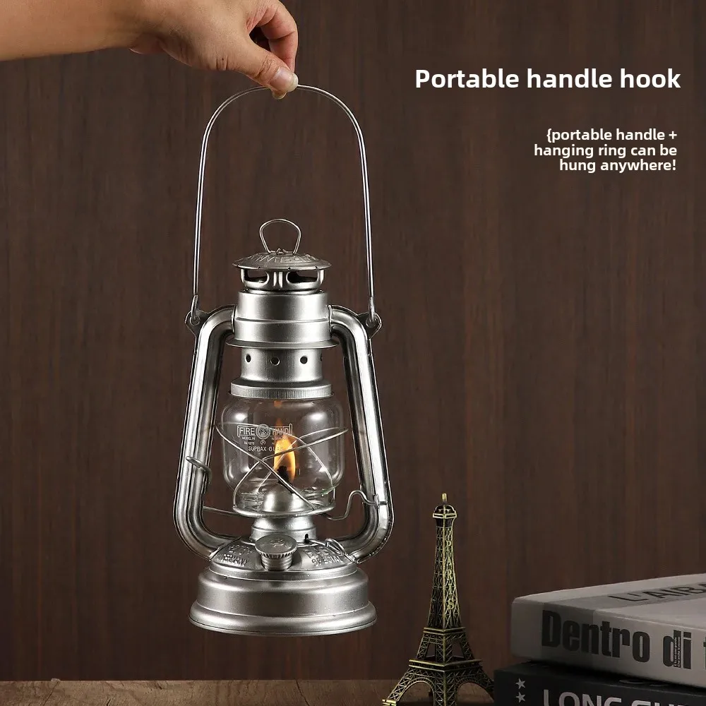 Vintage Oil Lamp Camping Lantern Portable Outdoor Glamping Lighting Fixture Handheld Atmosphere Lamp For Barbecue Camping