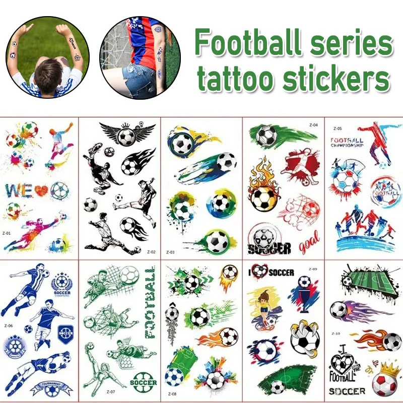 

New 10PCS Temporary Tattoos Football Fake Tattoo Sticker Soccer Fan Waterproof Temporary Tattoo Sticker Sleeves Man WS002