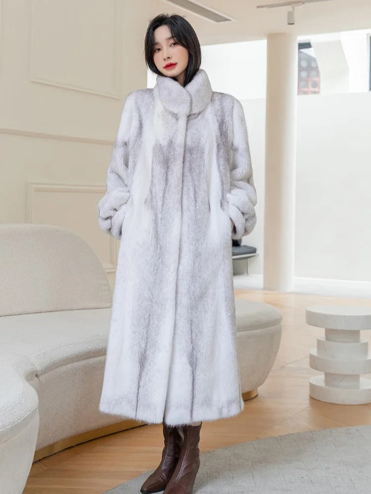 French Elegant Noble Winter Faux Fur Fashion Gentle Smooth Stand Up Collar Charming Temperament Exquisite Simplicity Outerwear