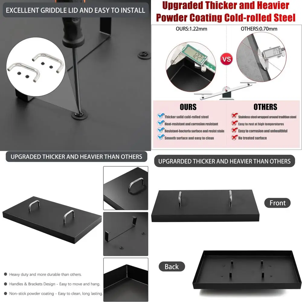 

36 Griddle Lid Replacement Parts for 4 Burner Grill - Hard Cover Hood Lid with Handle Accessories