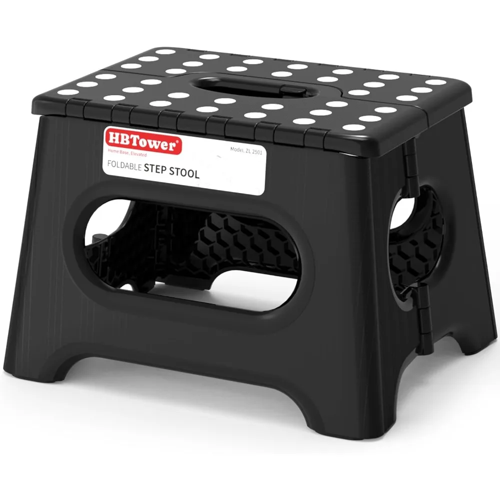 

Folding Step Stool 9 Inch - Holds 600 lb, Non-Slip Surface & Carry Handle - Sturdy Step Stool for Kids, Toddlers & Adults - Compact Foldable Foot Stool for Kitchen, Bathroom, Bedroom, Outdoor