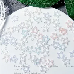 20Pcs Hollow Heart Pentagram Nail Art Charms Decorations Parts New Mixed Ice Transparent Love Star 3D Resin Nail Accessories DIY