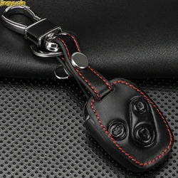 Jingyuqin 3 Buttons Leather Car key Case Cover for 2003 2008 2009 Accord Honda Cr-V Civic Car Accessories