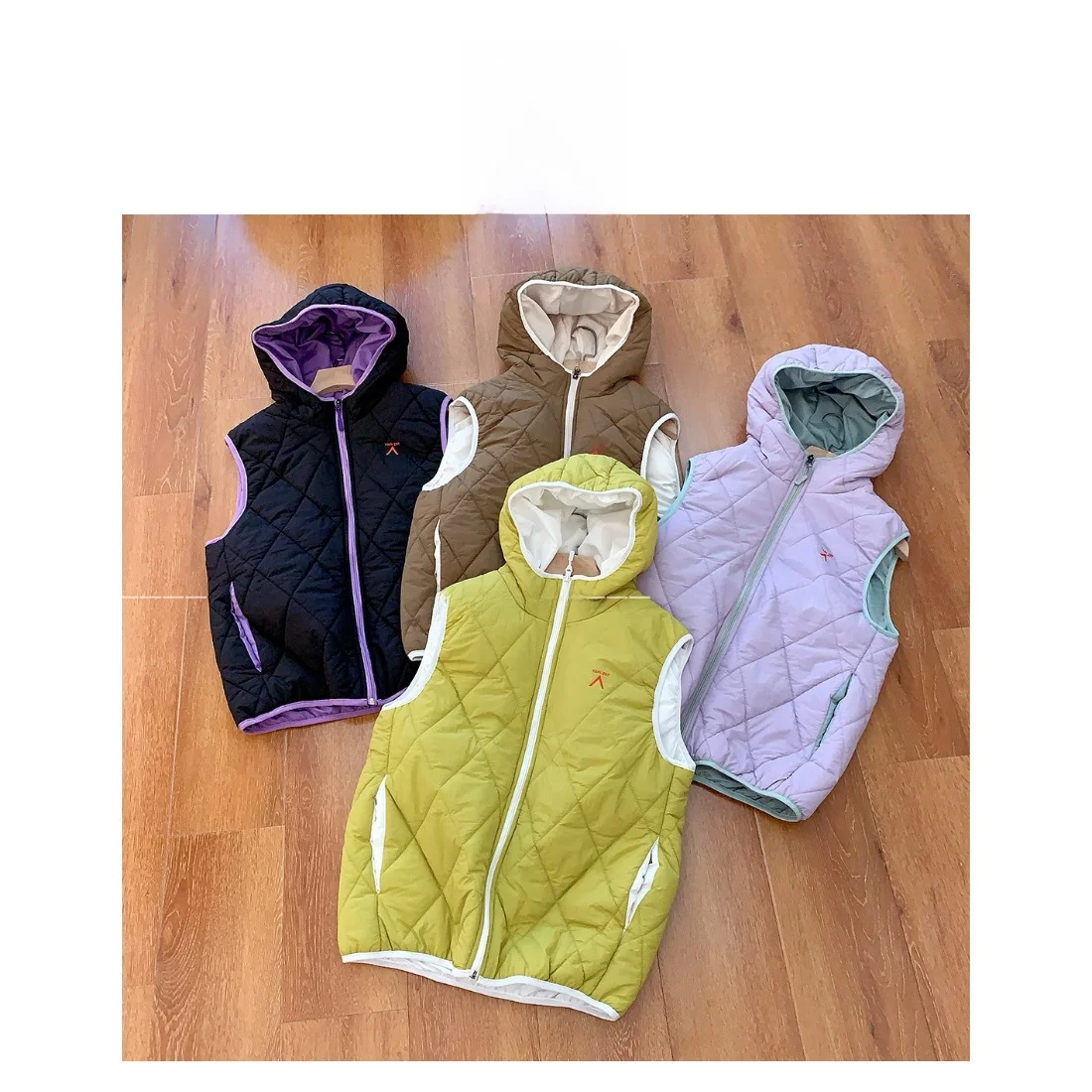 

Spring New Outdoor Couple Sle Contrast Color Hooded Warmth Cotton Vest Svel Thiened Fce Casual Faion Men's Vest