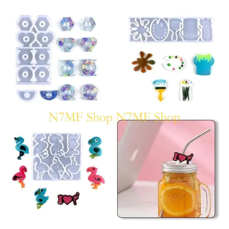 N7MF Straw Silicone Molds Crystal Epoxy Resin Casting Mold Straw Decoration