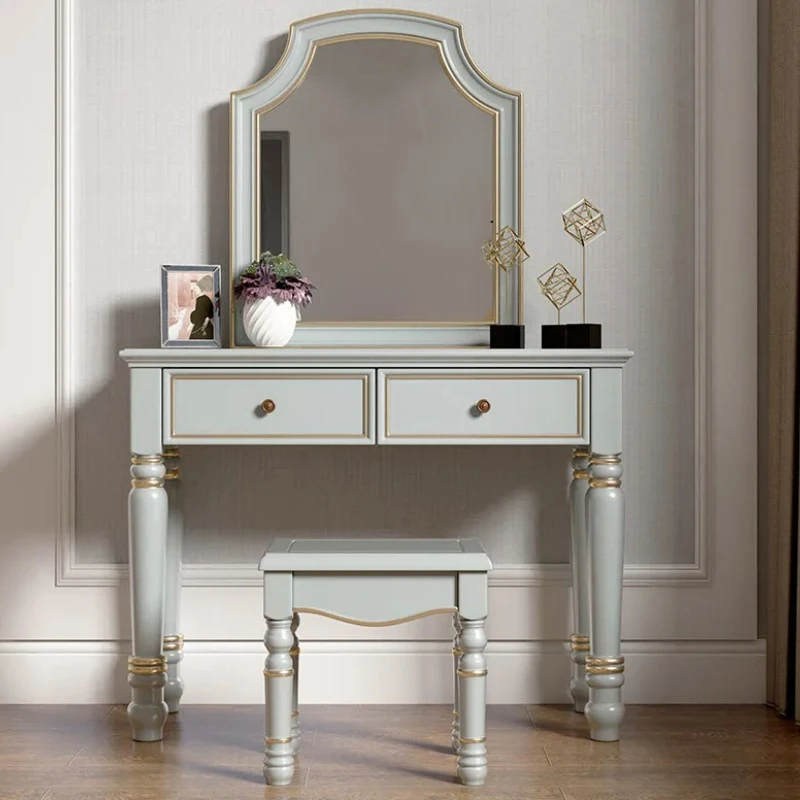 

Wood Modern Drawers Dresser Eithe Girl Box Stool Luxury Storage Dressing Table Bedroom Mirror Women Armadietto Trucco Furniture