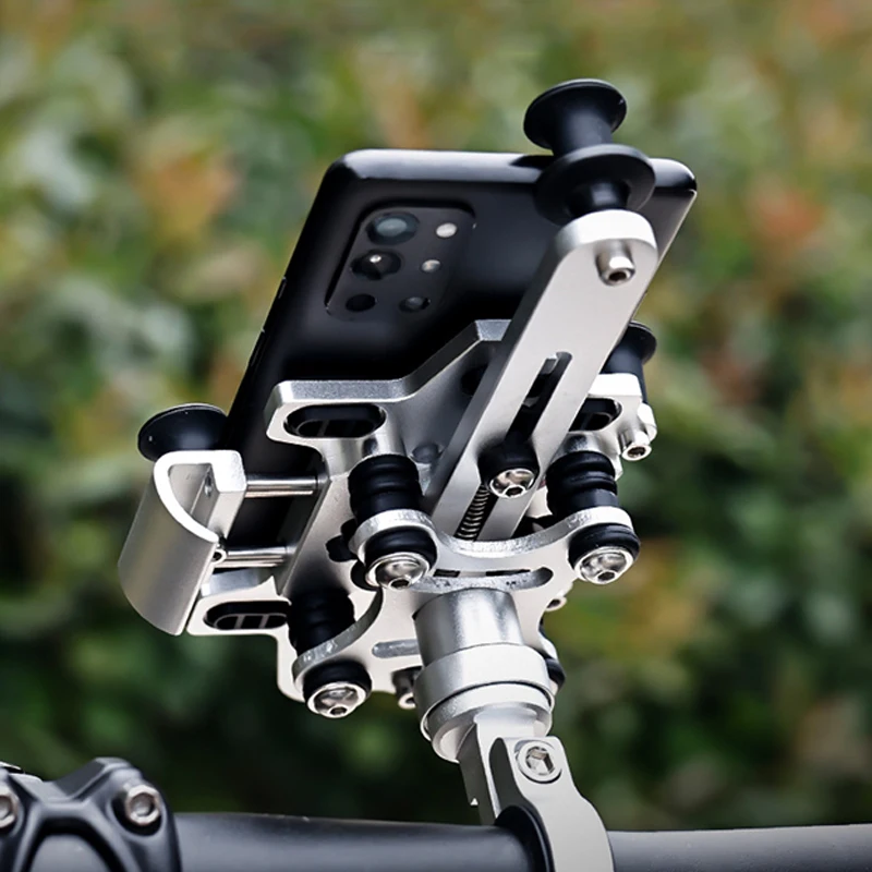 Upgraded Alloy Phone Holder Motorcycle Bicycle Shock-Absorbing Navigation Bracket 360° Rotating Adjustable Universal Holders 