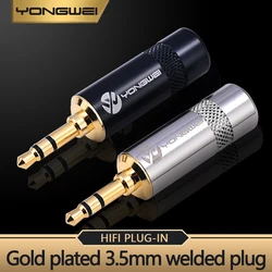 YONGWEI 3.5mm TRS gold plated audio plug 3.5 aux headphone car headset computer MP3 3-polos,  DIY welded female plug