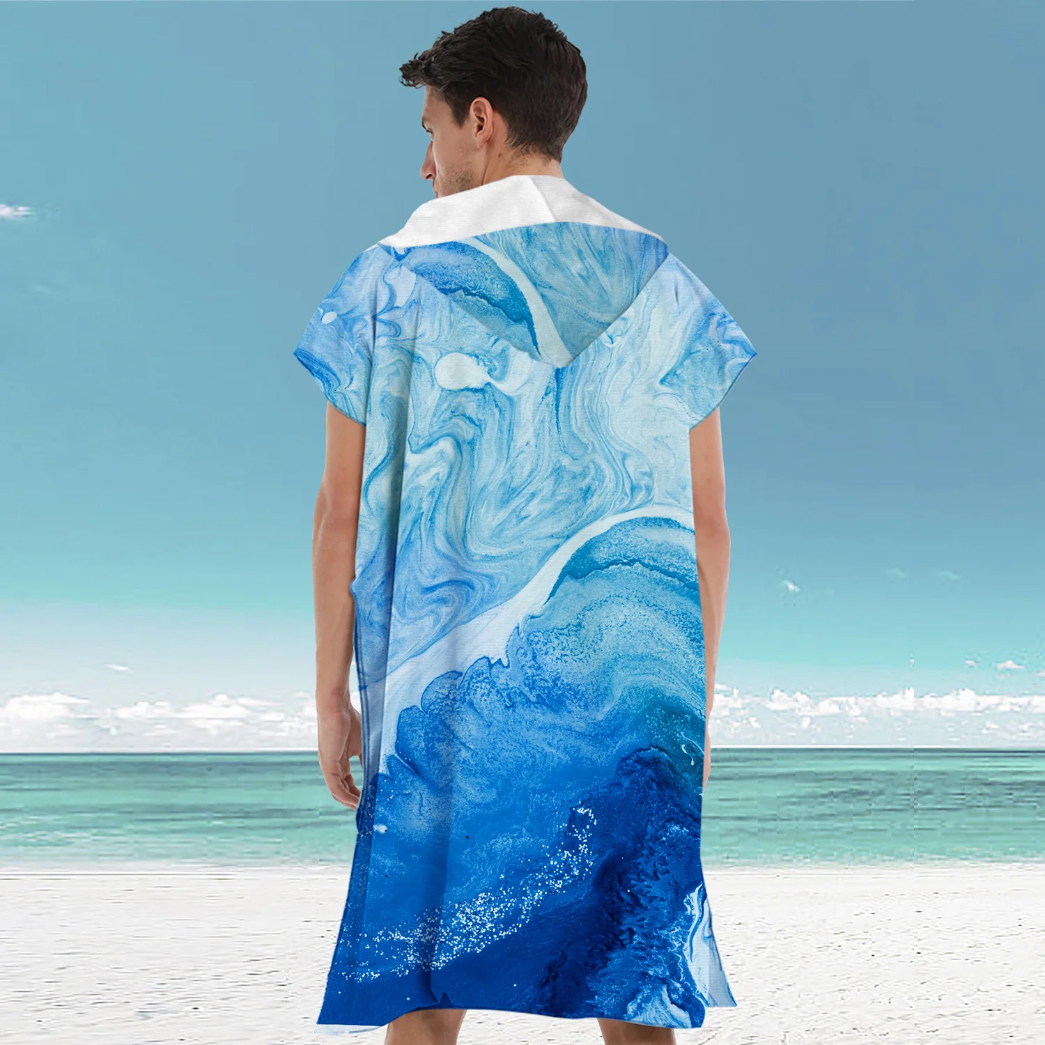 Strandbadjas Cape surfponcho volwassen heren met capuchon Sneldrogende badhanddoek voor buitenzandstrand uit China