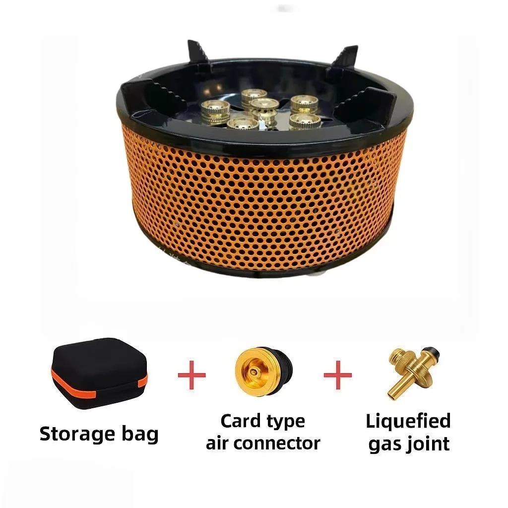 

Portable 6-Burner Gas Brass Cooker High Firepower Windproof Picnic Camping Stove for Outdoor Adventures