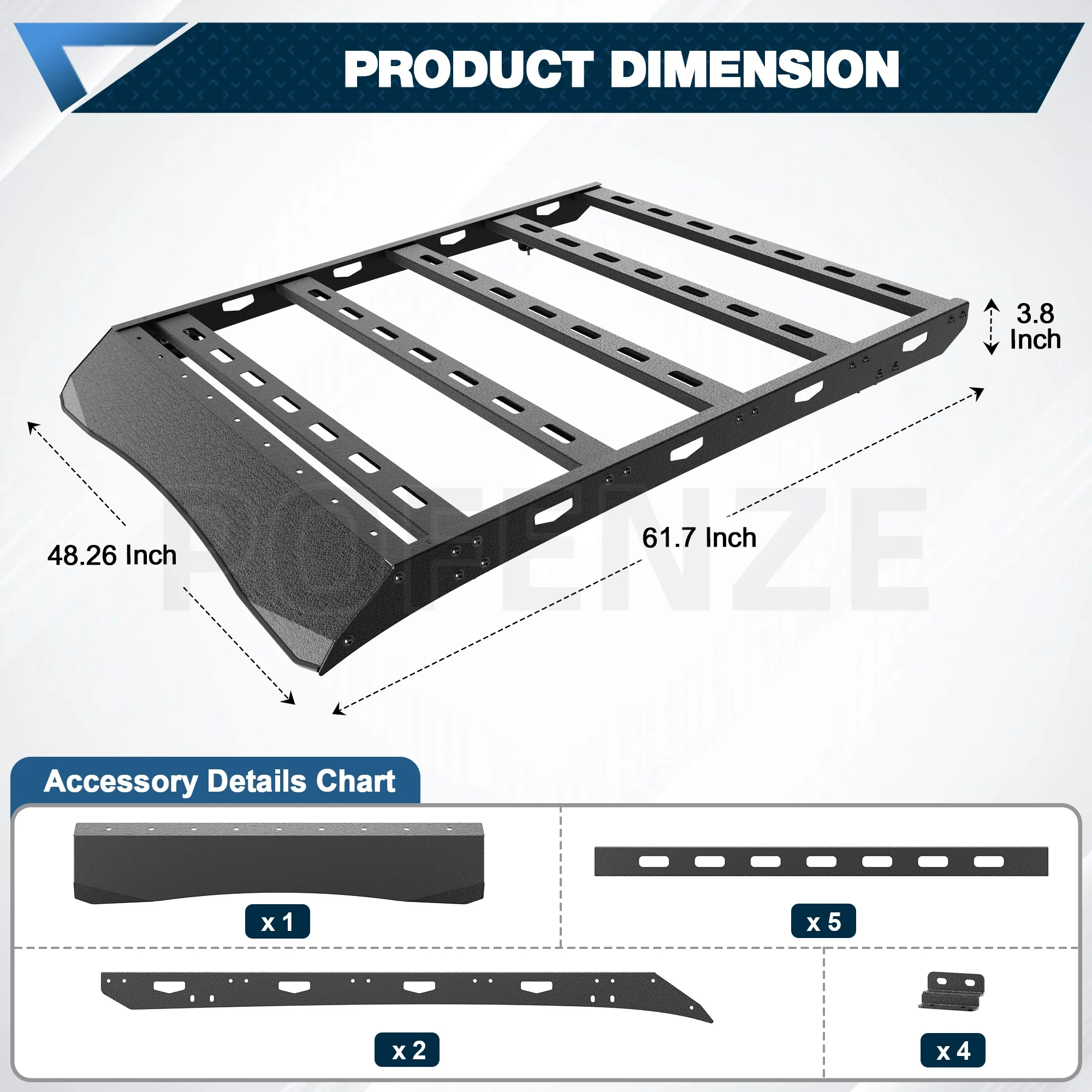 رف سقف تاكوما، مناسب لعام 2024-2025 كابينة تويوتا تاكوما المزدوجة (4 أبواب فقط)، أمتعة حاملات البضائع ذات السلة شديدة التحمل #4