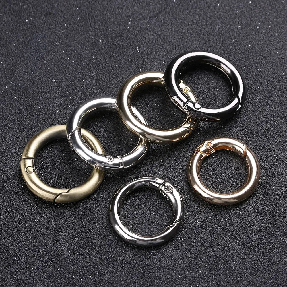 10pcs O-Ring Buckles Clips Bag Belt Buckle Zinc Alloy Plated Gate Spring Carabiner Purses Handbags Round Push Trigger Snap