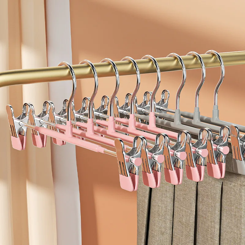 

10pcs/set Light luxury non slip stainless steel pants rack, drying pants rack, thickened multi-functional hanger