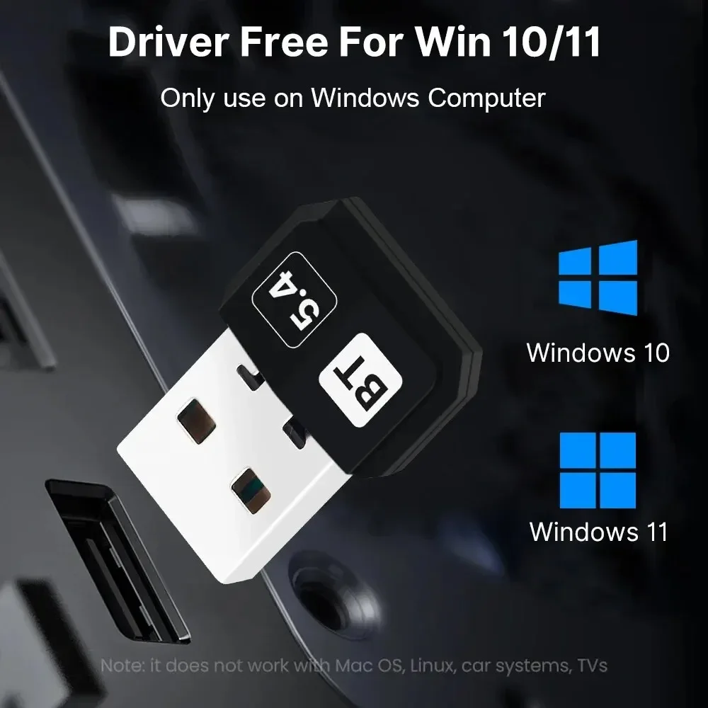 USB Bluetooth 5,4 адаптер аудио адаптер Mini USB беспроводной приемник/передатчик для ПК/драйвер ноутбука бесплатно для Win10/11