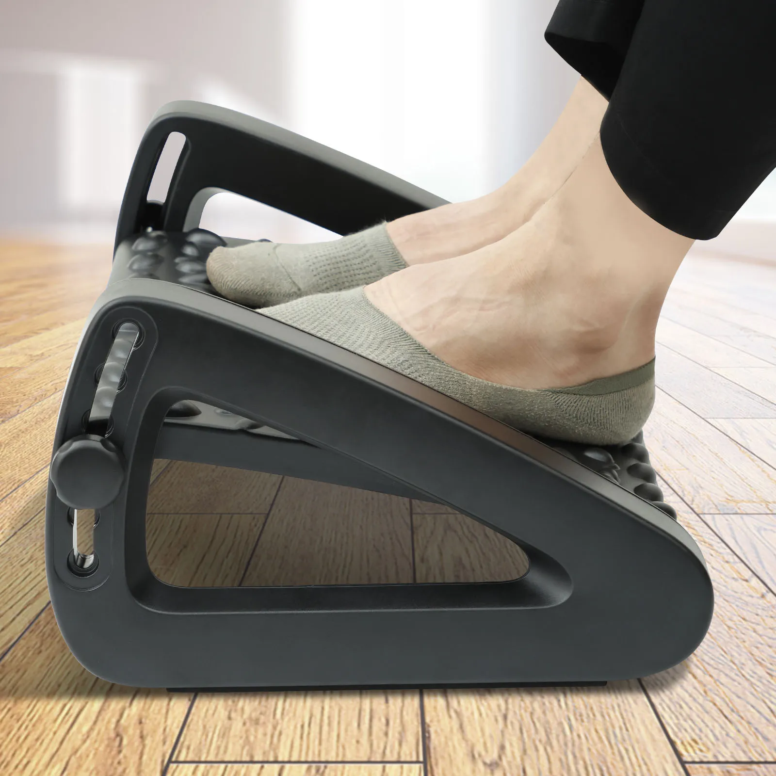 Under Desk Footrest Height Adjustable Foot Rest for Under Desk at Work Foot Stool Under Desk with 6 Height Position Ergonomic