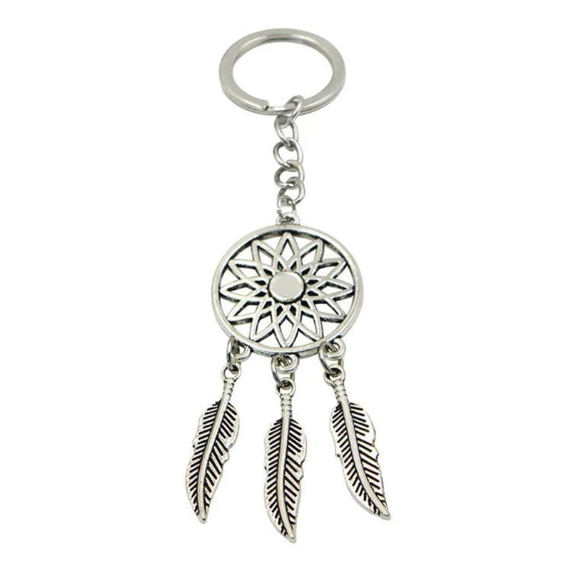 Small Handmade Feather Dream Catcher Keyring Keychain Decor Car Bag Hanging Decoration Pendant New Year Dreamcatcher Gif