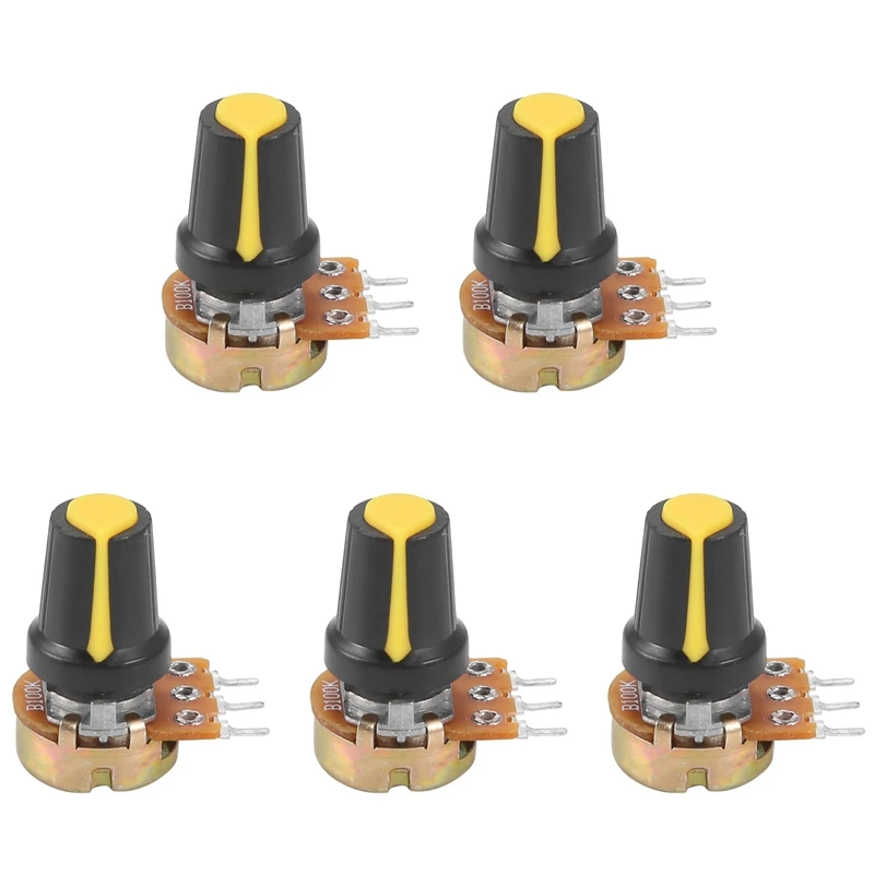 5 Piece 100K Ohm 3 Terminals Linear Taper Rotary Audio B Type Potentiometer Pot