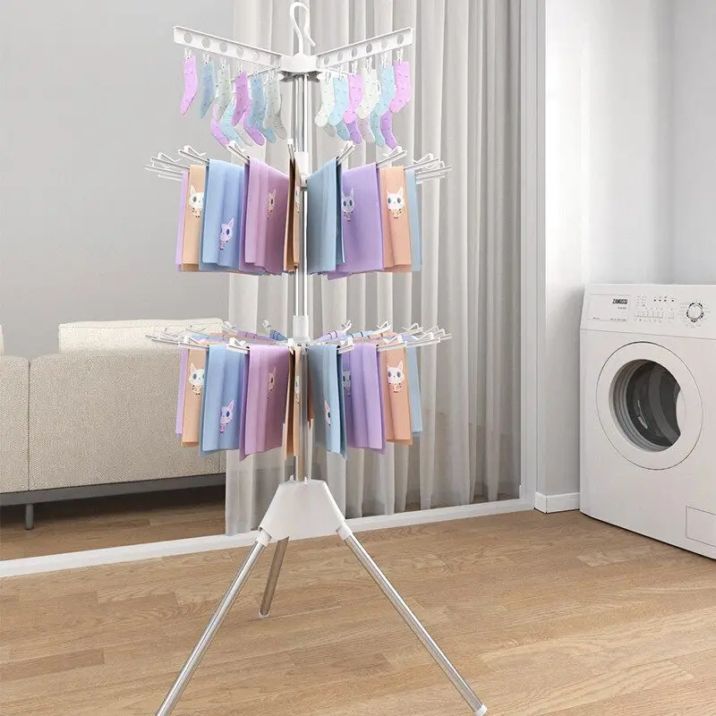 baby-diaper-clothesline-stand-portable-multi-function-foldable-towel-rack-bibs-clothes-drying-rack-simple-style-stainless-steel