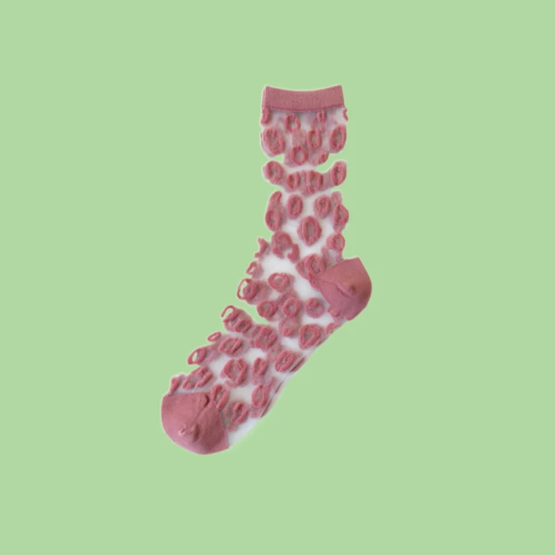 

3/6 Pairs Spring And Summer Thin Crystal Stockings Mid-tube Stockings Sexy Leopard Print Glass Silk Women's Stockings
