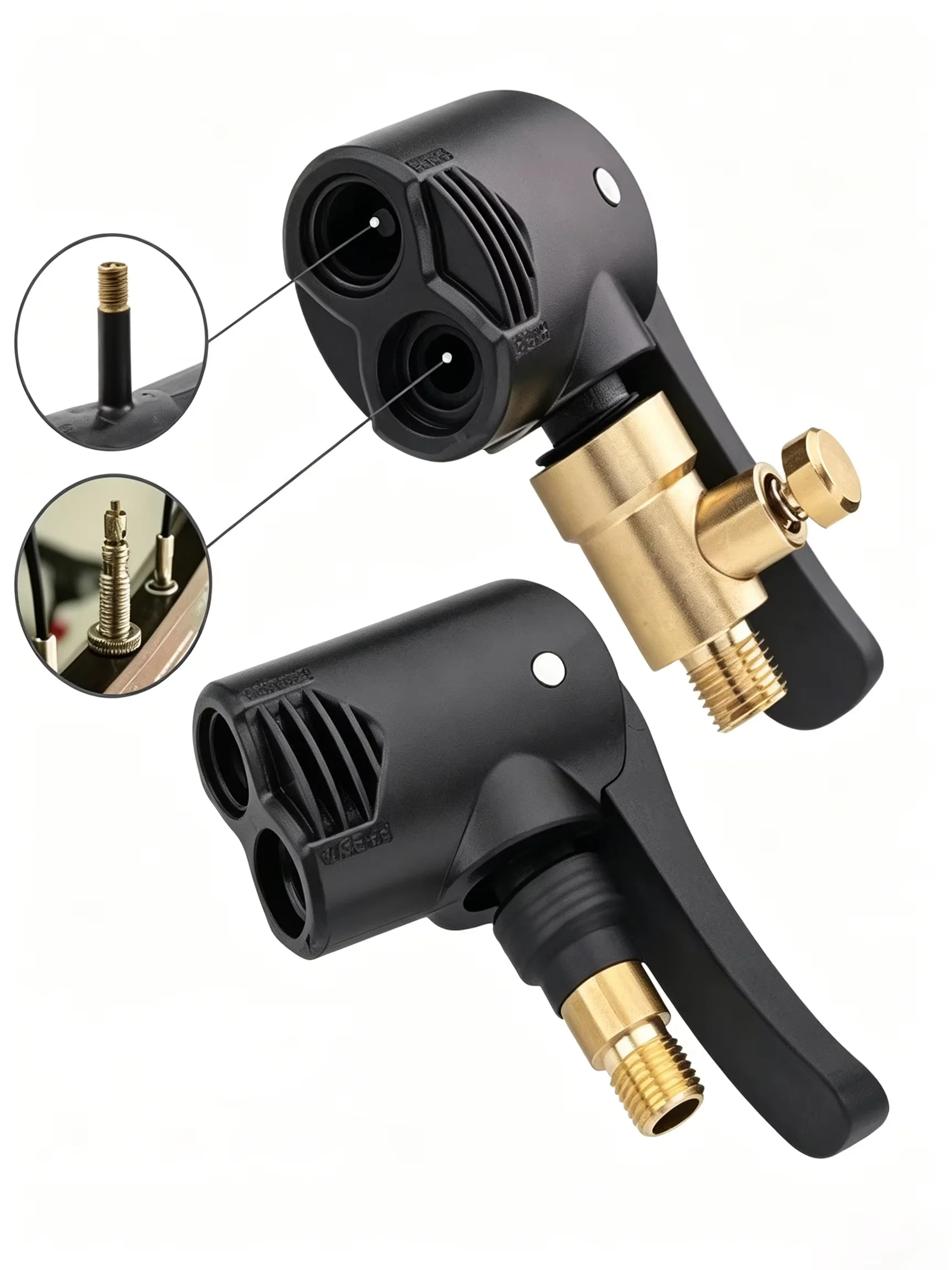2-in-1 Schrader & Presta Valve Air Chuck – Universal Tire Inflator Nozzle for Car, Motorcycle & Bicycle with Deflate Function