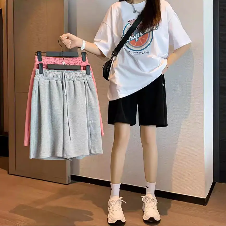 High Waist Wide Leg Sports Shorts Women's Summer Outdoor Wear Middle School Students Five-Quarter Trendy Casual Pants