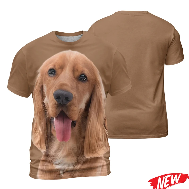 Hot Sale 3D Printing Dog Tshirt For Men Pets Golden Retriever Graphic Short Sleeve Tees Summer Street Outdoor Loose T Shirts