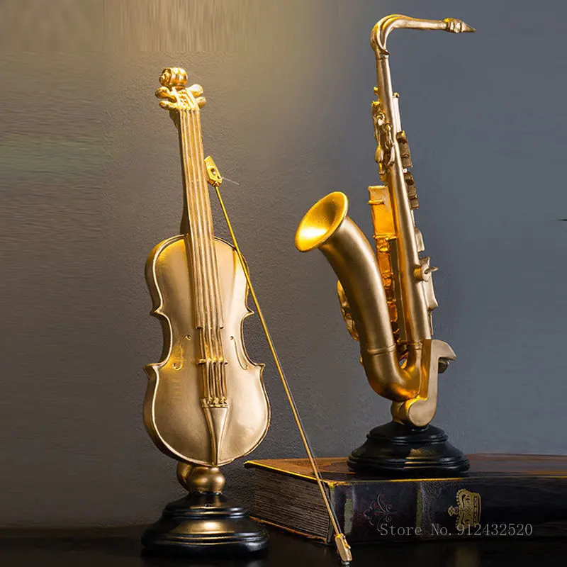 

Vintage violin and saxophone, living room, bedroom decoration, arts and crafts, desktop decoration, office furniture, TV cabinet