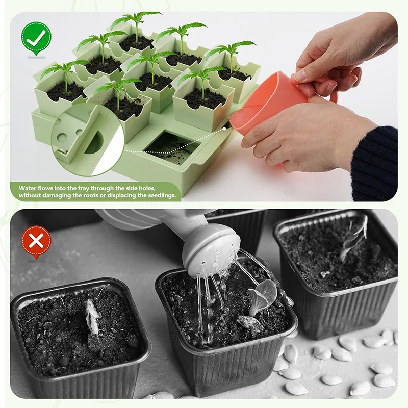 

Plastic Seeds Starting Trays 9 Mini Greenhouse Germination Trays Seeds Growing Germinating Garden Miniature Potted Plants