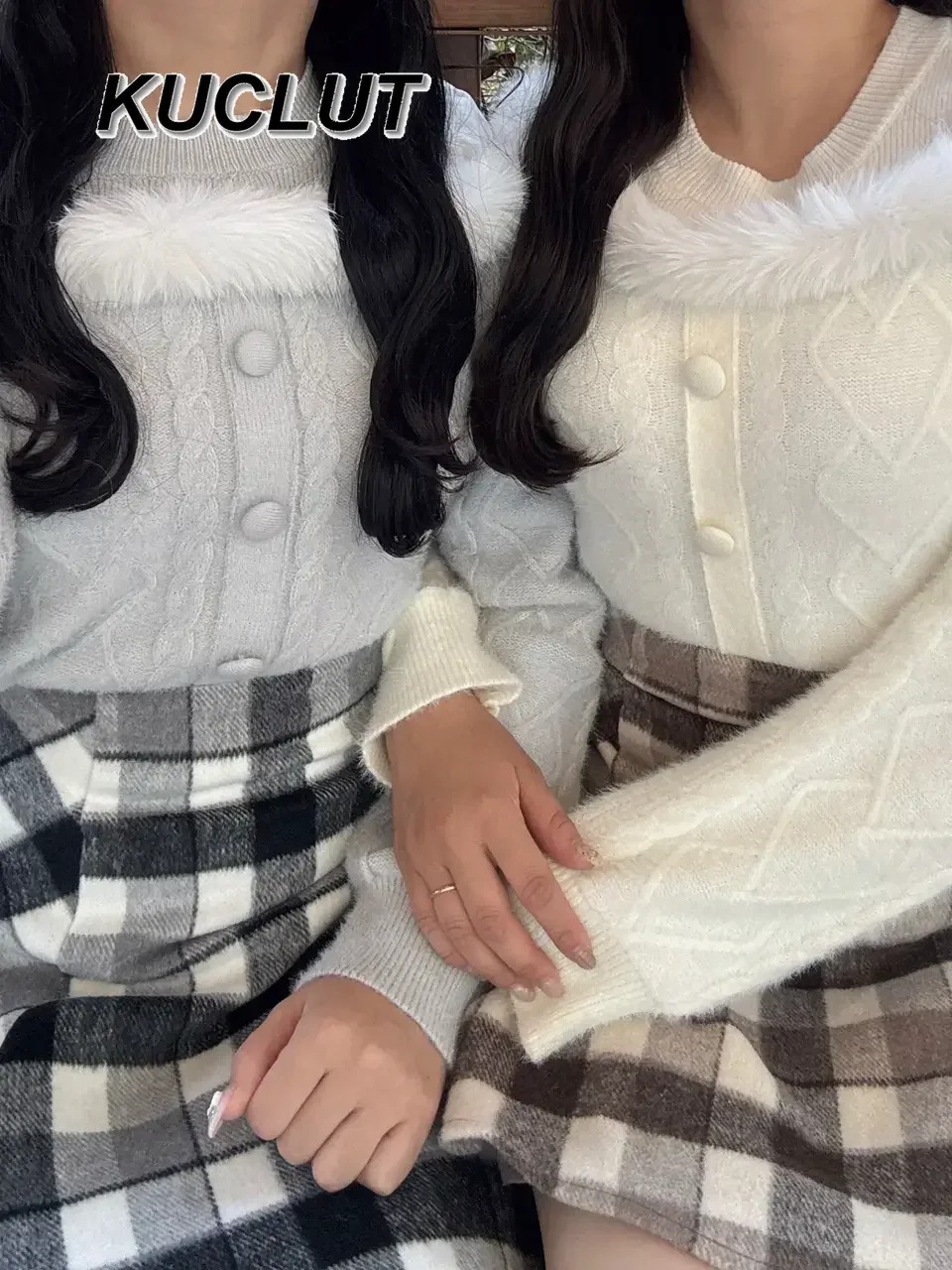 เสื้อสเวตเตอร์ไหมพรมสำหรับผู้หญิง ลายเพชร แขนยาวแบบเปิดไหล่ ทรงสั้นเข้ารูป สไตล์ญี่ปุ่นใหม่ สำหรับฤดูใบไม้ร่วงและฤดูหนาว