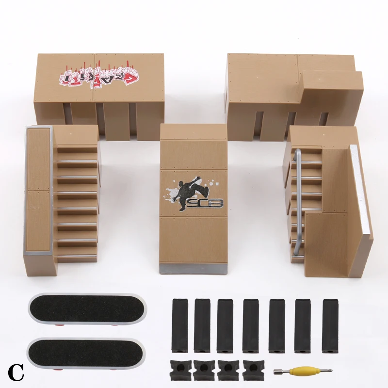 

DIY Mini Finger Skatepark Kit with Skateboard Ramps and Finger Bike - Tech Practice Platform for Stunt Tricks and Clothing Set