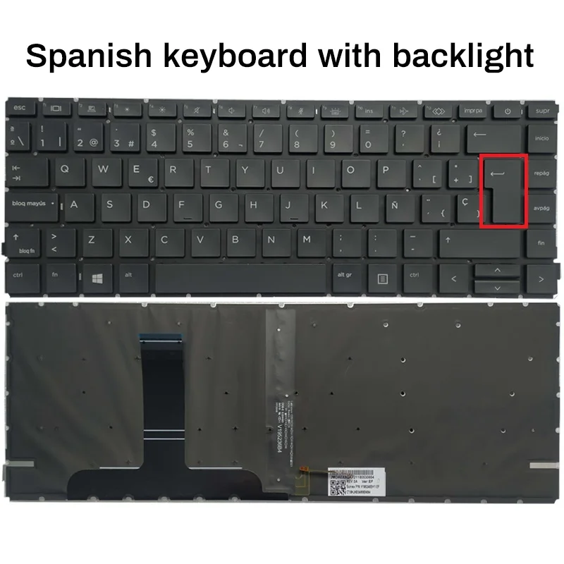 Imagem -06 - Teclado Portátil para hp Probook Eua Reino Unido Espanhol Latim 445 440 g8 g9 645 640 g8 Elitebook 645 640 g9 Backlight Novo