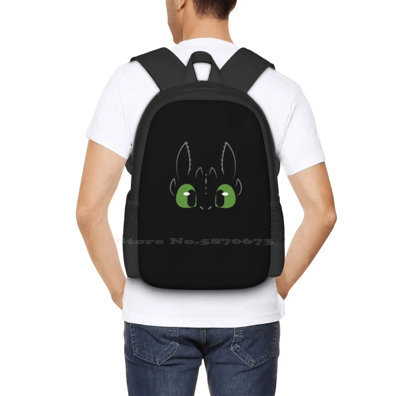 Cute Fury New Arrivals Unisex Bags Student Bag Backpack Night Fury Cute Fury Httyd Httyd Httyd Dark Film Movie Toothless