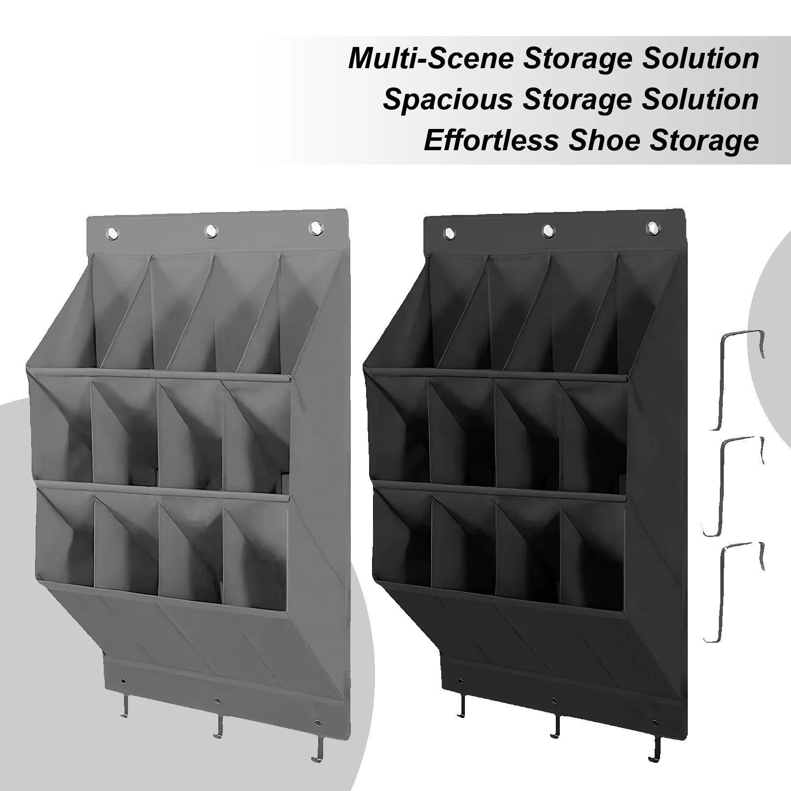 

Полка для обуви на задней двери, 12 карманов, дверной органайзер для обуви, подвесной шкаф для хранения, большой вместительный глубокий карман с 6 крючками, магазины обуви