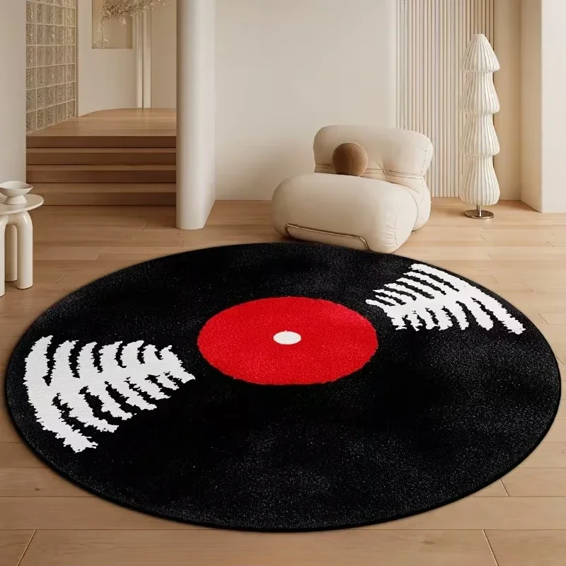 Retro Vinyl Record Carpet Music Practice Room Soft Floor Round Rug for Living Room, Bedroom, Office Decor Fashionable Home Decor