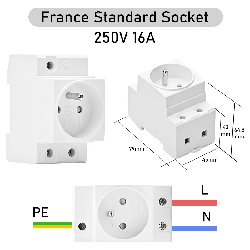 Gniazdo na szynę DIN AC30 PT31 AC230V 110V 13A 15A 16A trudnopalna miedź DE Germany FR France UK Standard wielofunkcyjny