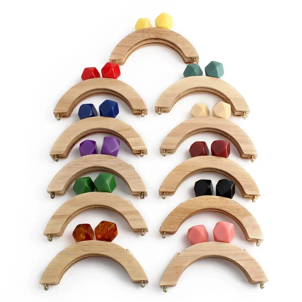 Nolvo World حقيبة خشبية مقبض إغلاق قبلة المشبك محفظة مسامير الإطار استبدال حقائب اليد محافظ بين قوسين DIY بها بنفسك الخياطة اكسسوارات #4