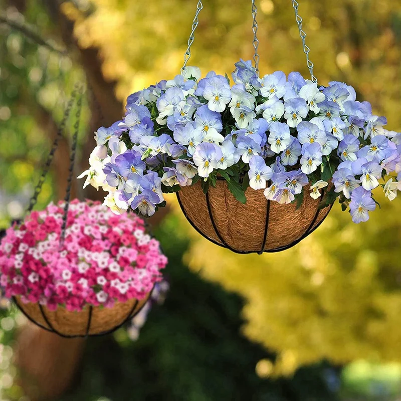 3 Pcs Round Coconut Liner Natural Coconut Fiber Basket For Hanging Baskets Planters Flowers