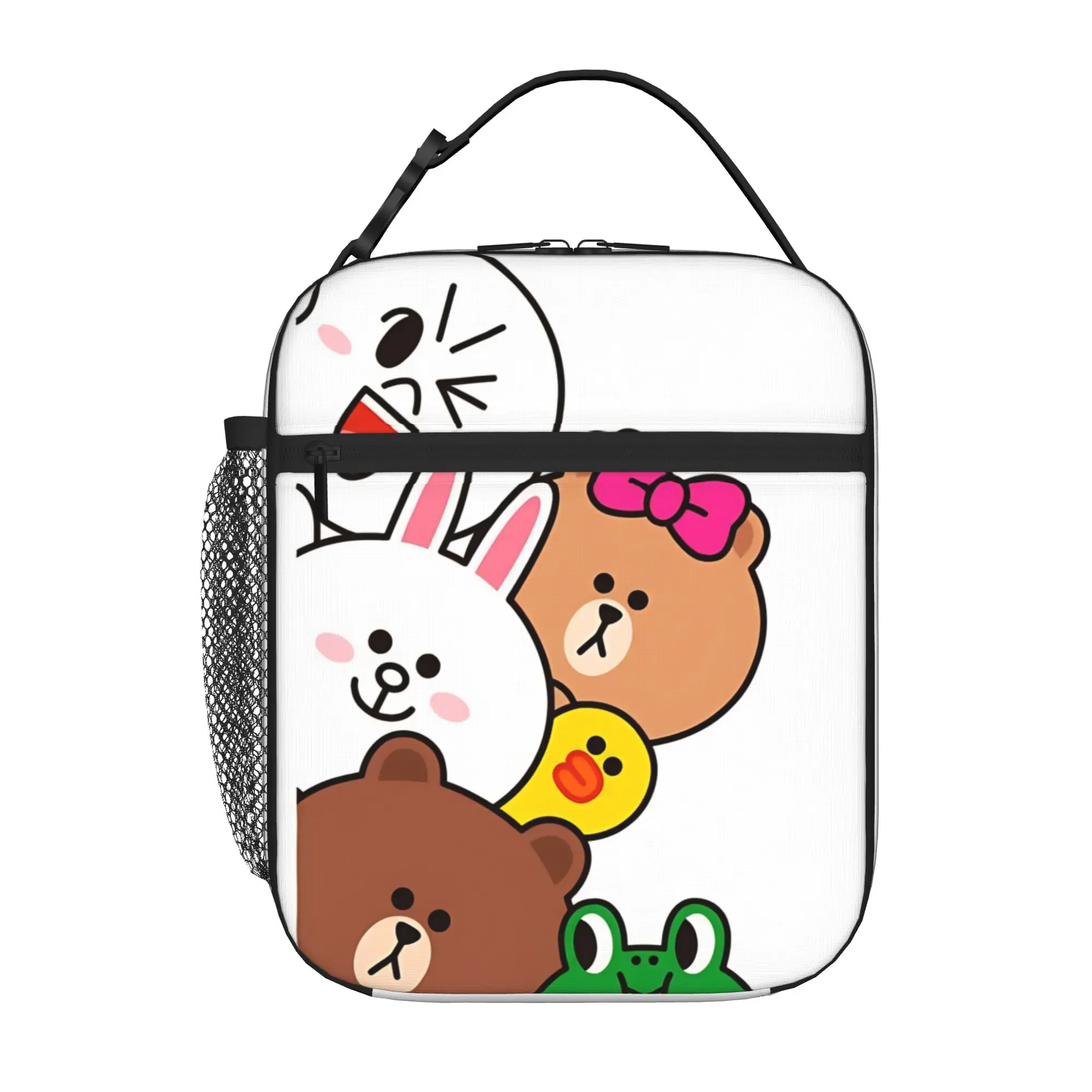 1 Piece Portable Lunch Container Fluffy Crew  Zipper Closure Durable Pocket Brown Bear For Lunch Box Bag