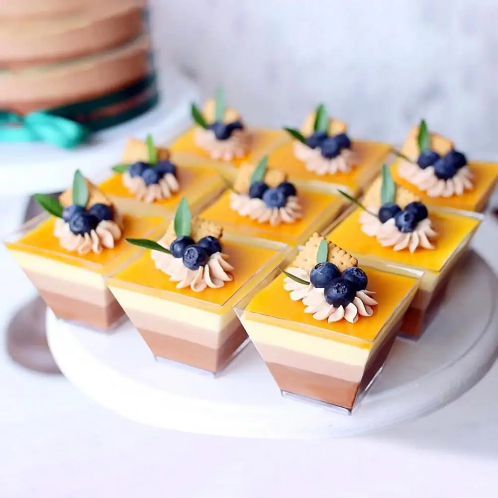 10Pcs Mousse Serving Cup Disposable Plastic Mousse Cup Clear Pudding Dessert Cups for Parties Weddings And Catering Events Small