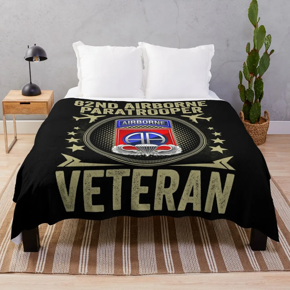 82nd Airborne Division Paratrooper Army Veteran Throw Blanket Personalized Gift Large Decorative Sofas Blankets