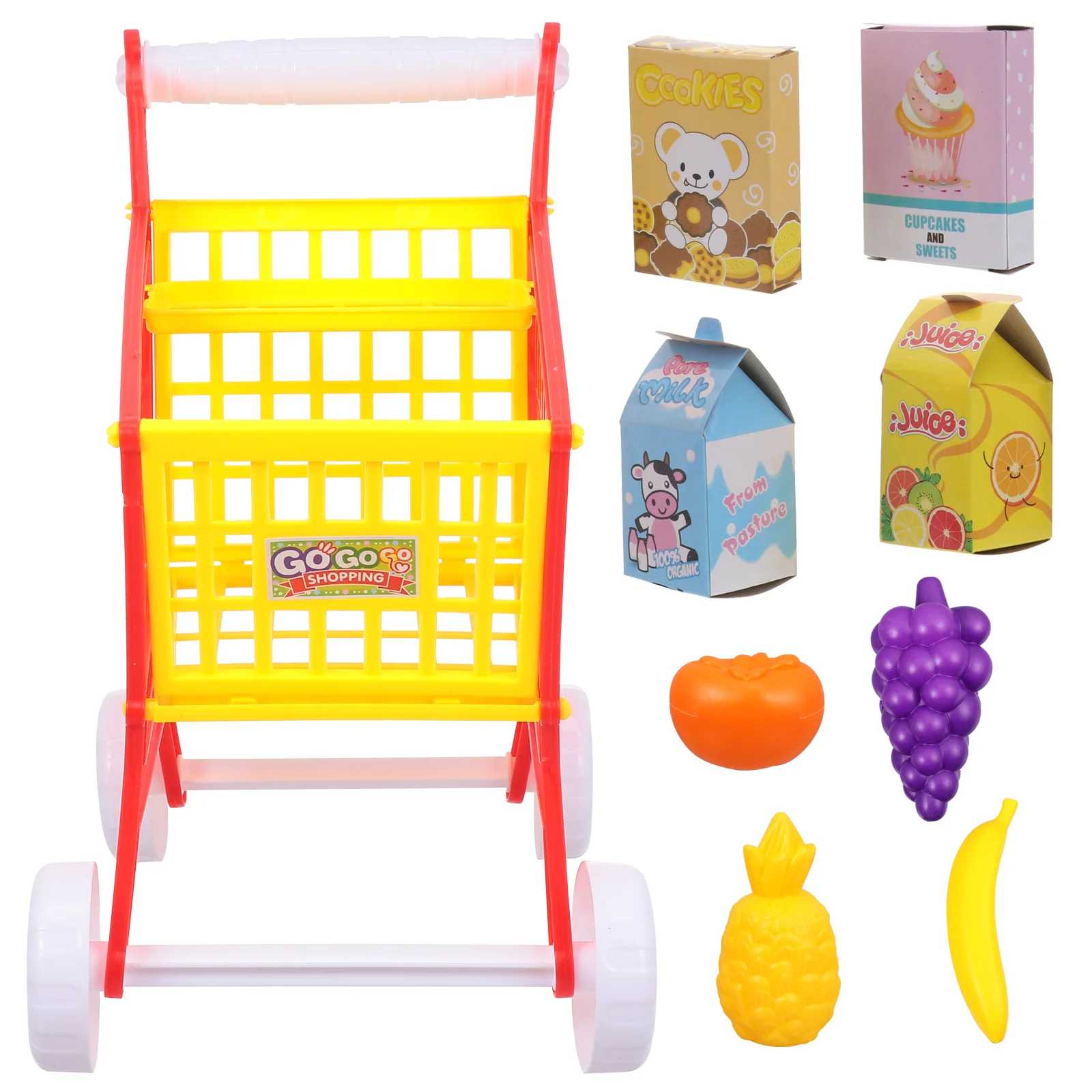 

Play House Toy Child Supermarket Trolley Imitated Shopping Cart Plaything Plastic Lifelike Fake Funny Simulation Childrens Toys