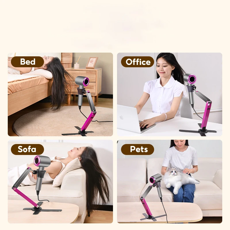 Wall-Mounted Telescopic Hair Dryer Bracket, Hands-Free Hair Drying Support, Adjustable Hair Dryer Holder, desktop Stand